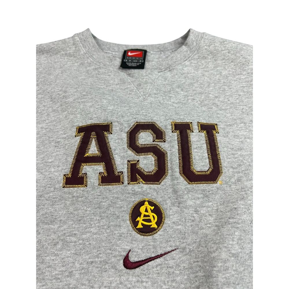 Y2K Nike ASU Sweatshirt Mens Small Grey Crewneck Pullover Center Swoosh Vintage